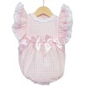 Baby Girl Pink Checked Frilly Shoulder Romper "MYD2244"