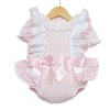 Baby Girl Pink Checked Frilly Shoulder Romper with Shirt "MYD2245"