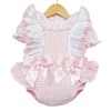 Baby Girl Pink Checked Frilly Shoulder Romper with Shirt "MYD2245"