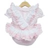 Baby Girl Pink Checked Frilly Shoulder Romper with Shirt "MYD2245"