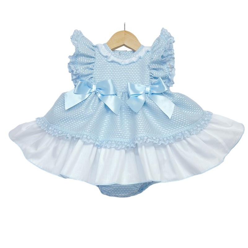 Baby Girl Blue Puff Ball Dress with Pants "MYD2249"