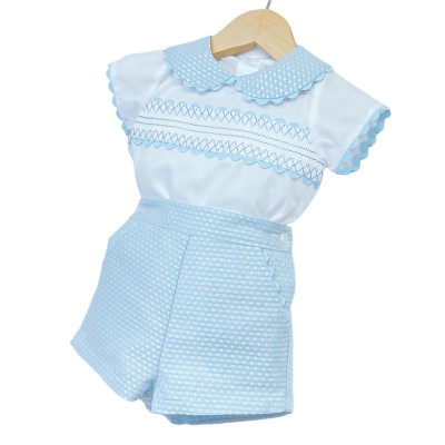 Baby Boy Blue Shorts with Smocked Shirt "MYD2250"