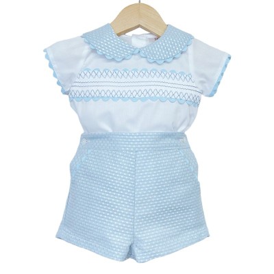 Baby Boy Blue Shorts with Smocked Shirt "MYD2250"