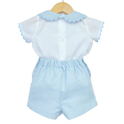 Baby Boy Blue Shorts with Smocked Shirt "MYD2250"