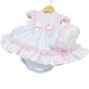Baby Girl White Pink Puff Ball Dress with Pants/Bonnet "MYD2252"
