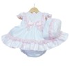 Baby Girl White Pink Puff Ball Dress with Pants/Bonnet "MYD2252"
