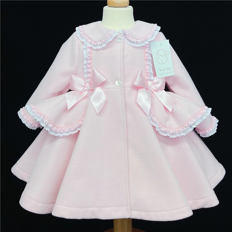 Baby Girl Pink Coat Wool Like Fabric "MYD882 Pink"