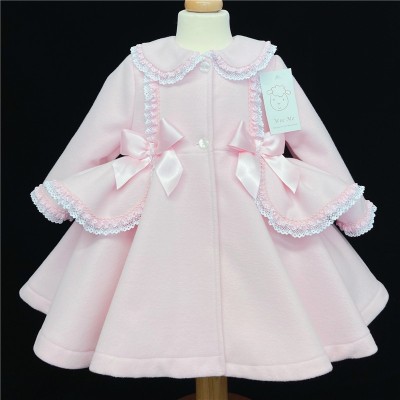Baby Girl Pink Coat Wool Like Fabric "MYD882 Pink"