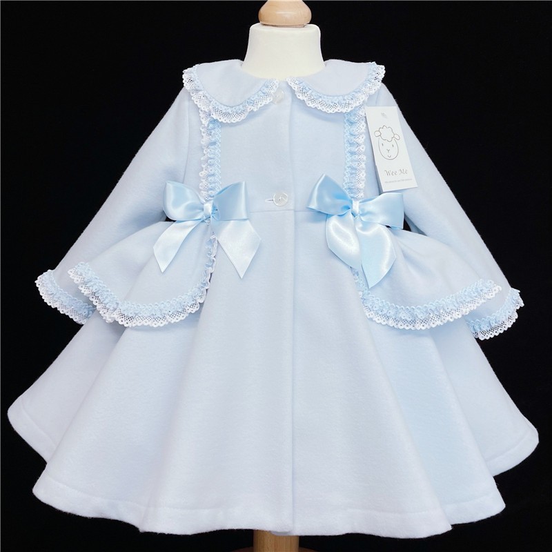 Baby Girls Blue Coat Wool Like Fabric "MYD883 B"