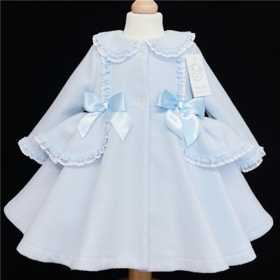 Baby Girls Blue Coat Wool Like Fabric "MYD883 B"