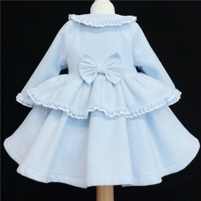 Baby Girls Blue Coat Wool Like Fabric "MYD883 B"