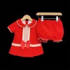 Baby Girl A Line Velvet & Lace Dress "2163 Red Cream"