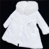 Baby Girls Puff Coat Fur Trim Hood "MYD403 White"