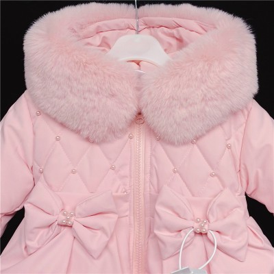 Baby Girls Puff Coat Fur Trim Hood "MYD403 Pink"