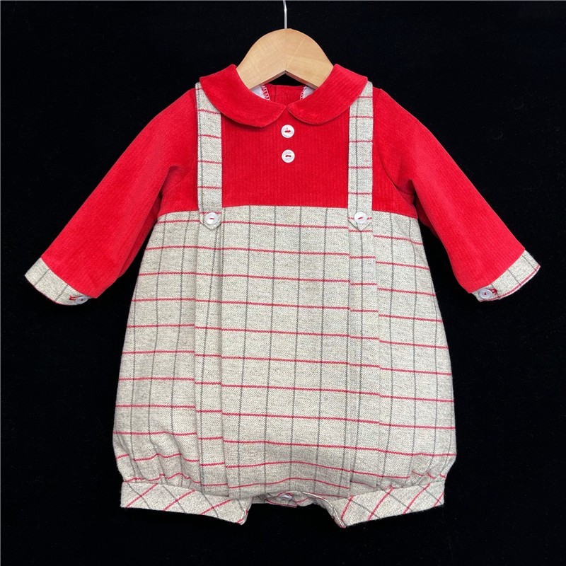 Baby Boys Checked Bodysuit "MYD158 Red/Grey"