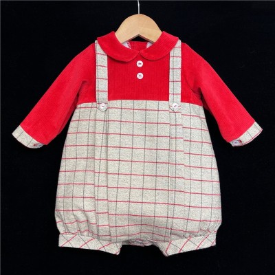 Baby Boys Checked Bodysuit "MYD158 Red/Grey"