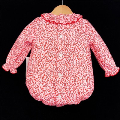 Baby Girls Floral Waffle Romper "MYD502 Red"