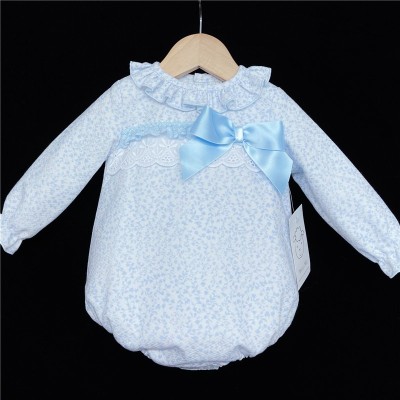 Baby Girls Floral Waffle Romper "MYD502 Blue"