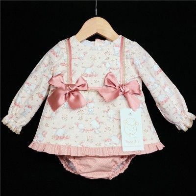 Baby Girls Bunny Print Dress Set "MYD226 Pink"