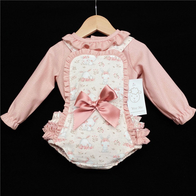 Baby Girls Bunny Print Romper Set "MYD229 Pink"