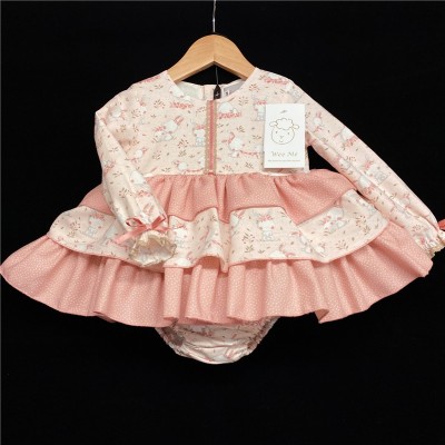 Baby Girls Bunny Print Puff Dress "MYD228 Pink"