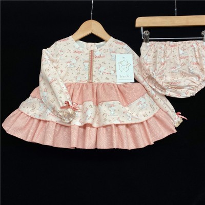 Baby Girls Bunny Print Puff Dress "MYD228 Pink"