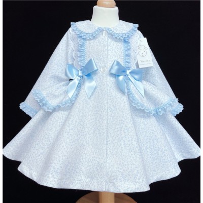 Baby Girls Blue Floral Waffle Puff Jacket "MYD806B"