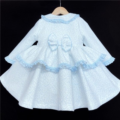 Baby Girls Blue Floral Waffle Puff Jacket "MYD806B"
