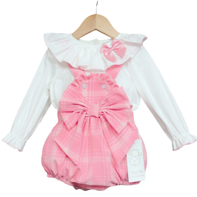 Baby Girls Pink Checked Romper Set "2041 Pink"