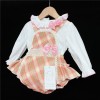 Baby Girls Beige Checked Romper Set "2051"