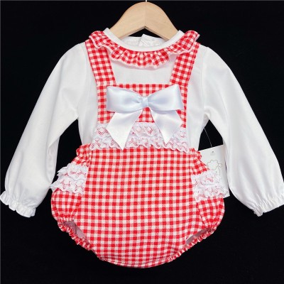 Baby Girls Red Checked Romper Set "MYD821"
