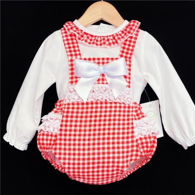 Baby Girls Red Checked Romper Set "MYD821"
