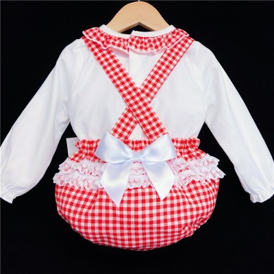 Baby Girls Red Checked Romper Set "MYD821"