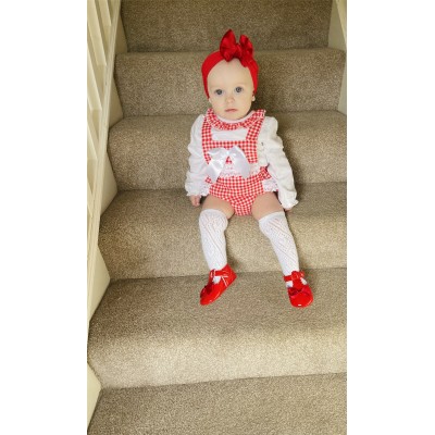 Baby Girls Red Checked Romper Set "MYD821"