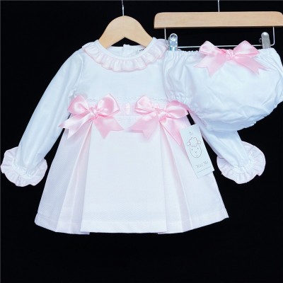 Baby Girls Pink Waffle Princess Dress Set "MYD207"