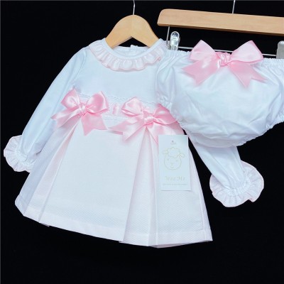 Baby Girls Pink Waffle Princess Dress Set "MYD207"