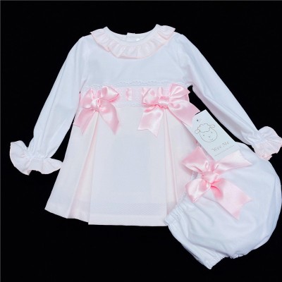 Baby Girls Pink Waffle Princess Dress Set "MYD207"