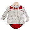 Baby Girl Beige/Red Poppy Print Dress Set "MYD230"