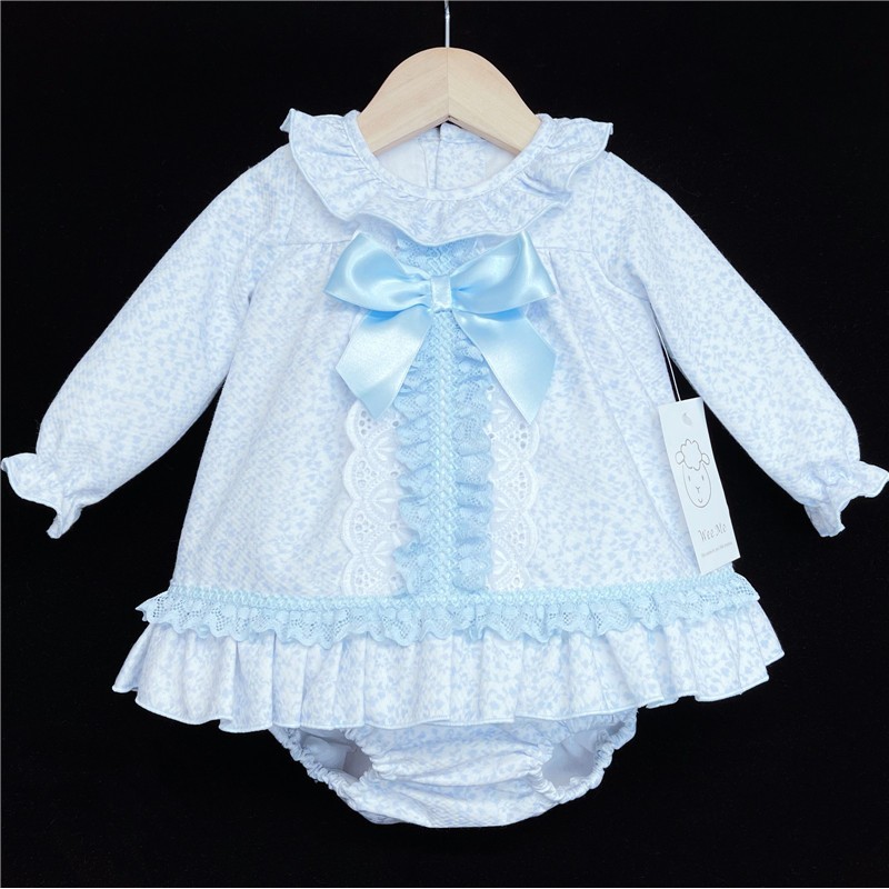 Baby Girls Blue Floral Waffle Dress Set "MYD501B"