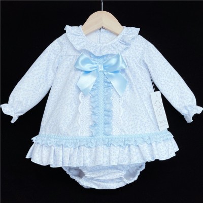 Baby Girls Blue Floral Waffle Dress Set "MYD501B"