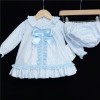 Baby Girls Blue Floral Waffle Dress Set "MYD501B"