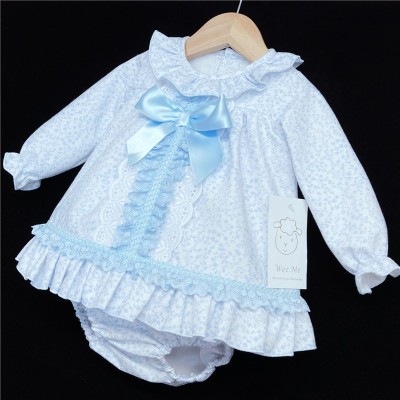 Baby Girls Blue Floral Waffle Dress Set "MYD501B"