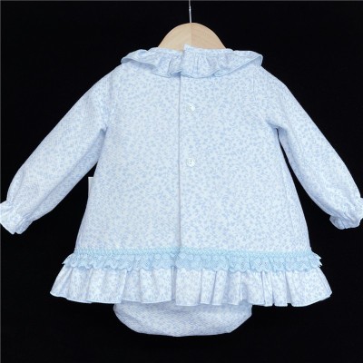 Baby Girls Blue Floral Waffle Dress Set "MYD501B"