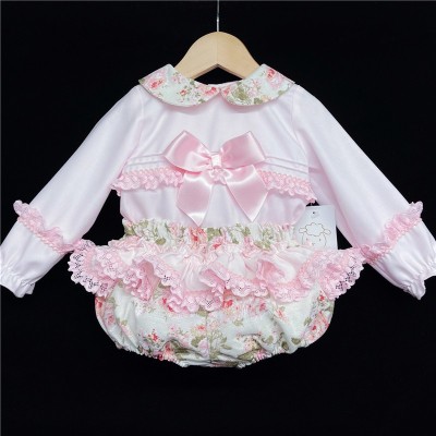Baby Girls Floral Long Sleeve Romper Set "MYD812"