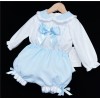 Baby Girls Blue Waffle Shorts Set with Blouse "MYD830B"