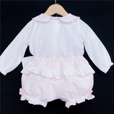 Baby Girls Pink Waffle Shorts Set with Blouse "MYD830P"