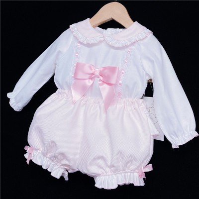 Baby Girls Pink Waffle Shorts Set with Blouse "MYD830P"