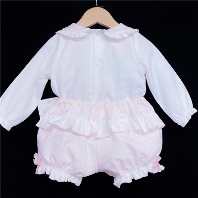 Baby Girls Pink Waffle Shorts Set with Blouse "MYD830P"