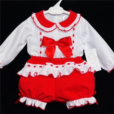 Baby Girls Red Waffle Shorts Set with Blouse "MYD830R"