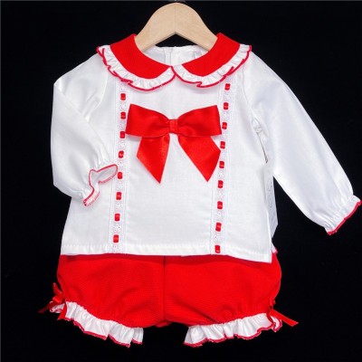 Baby Girls Red Waffle Shorts Set with Blouse "MYD830R"